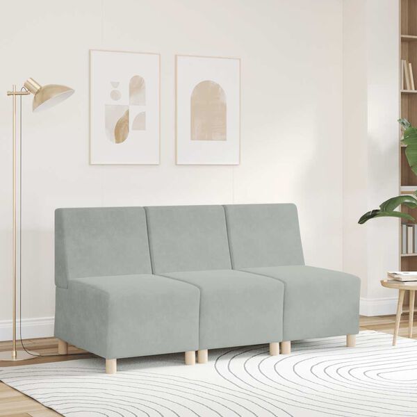 vidaXL Modulares Sofa ohne Armlehnen Hellgrau 55 cm Samt