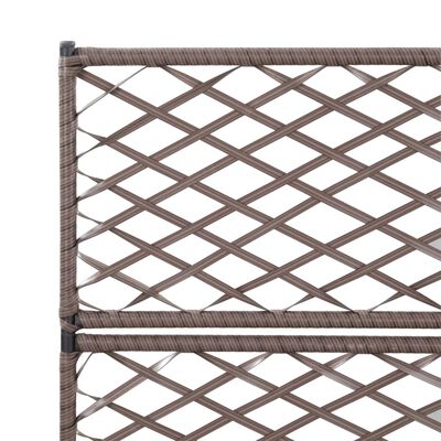 vidaXL Hochbeet mit Rankgitter 3 Töpfe 83×30×130cm Poly Rattan Braun