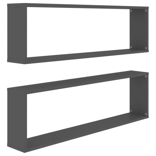 vidaXL W&uuml;rfelregale 2 Stk. Grau 100x15x30 cm Holzwerkstoff
