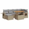 vidaXL 7-tlg. Garten-Sofagarnitur mit Kissen Beige Poly Rattan