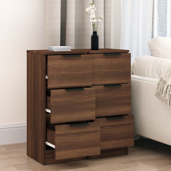 vidaXL Sideboards 2 Stk. Braun Eichen-Optik 30x30x70 cm Holzwerkstoff
