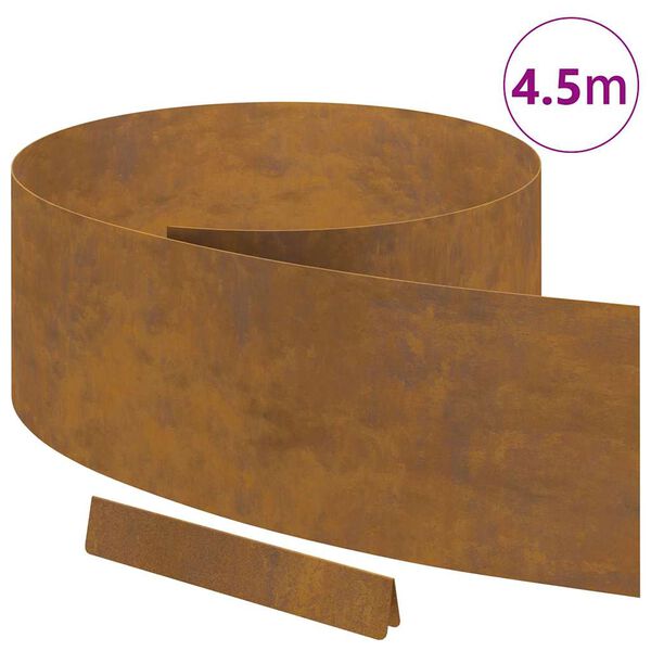 vidaXL Raseneinfassung Rostig 450 x 0,05 x 15 cm Wetterfeststahl
