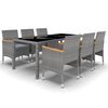 vidaXL 7-tlg. Garten-Essgruppe Poly Rattan und Hartglas Grau