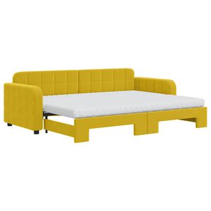 vidaXL Tagesbett Ausziehbar mit Matratzen Gelb 80x200 cm Samt