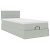 vidaXL Ottoman-Bett mit Matratze & LEDs Hellgrau 100x200 cm Samt