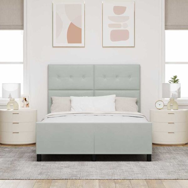 vidaXL Boxspringbett mit Kopfteil Hellgrau 140 x 200 cm Samt