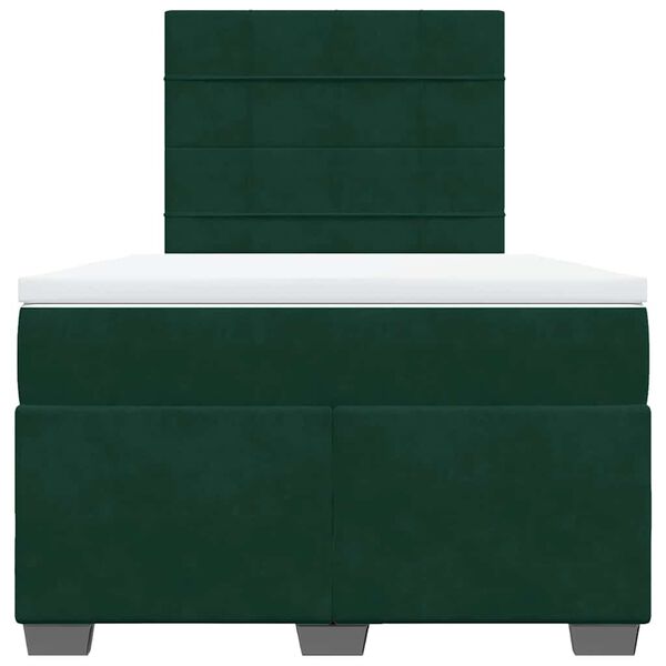 vidaXL Boxspringbett mit Matratze Dunkelgr&uuml;n 120x200 cm Samt