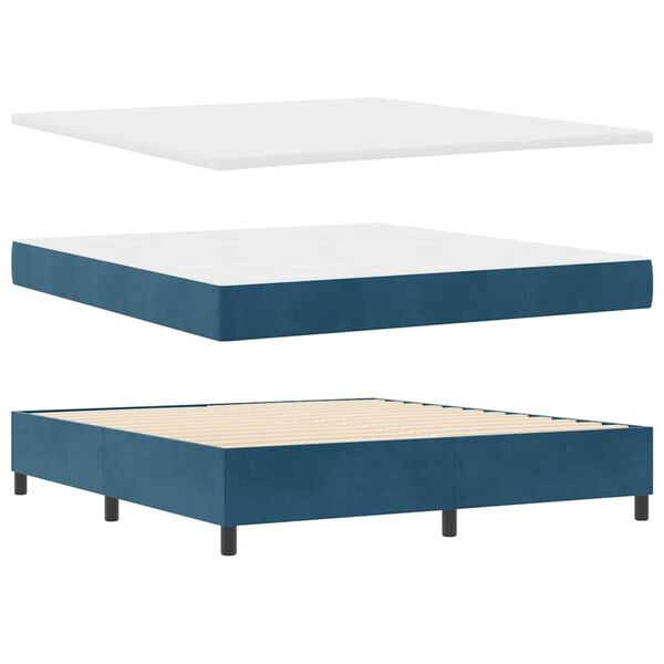 vidaXL Boxspringbett mit Kissen mit Kopfteil Blau 180 x 200 cm Samt