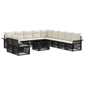 vidaXL Gartensofa-set 12 stk. Schwarz und Cremewei&szlig; Poly-Rattan