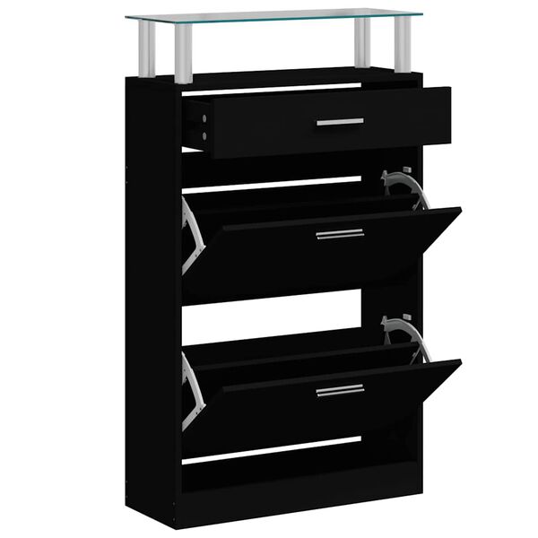 vidaXL Schuhschrank Schwarz 63x24x104 cm Holzwerkstoff