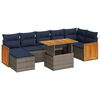 vidaXL 8-tlg. Garten-Sofagarnitur mit Kissen Braun Poly Rattan Akazie