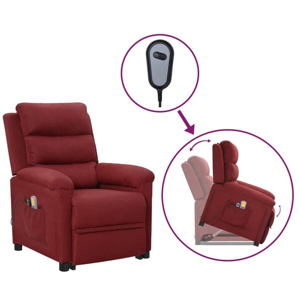 vidaXL Massagesessel mit Aufstehhilfe Weinrot Stoff
