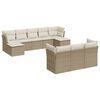vidaXL 10-tlg. Garten-Sofagarnitur mit Kissen Beige Poly Rattan