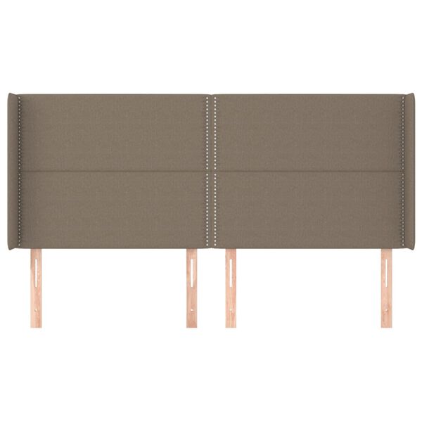 vidaXL Kopfteil mit Ohren Taupe 203x16x118/128 cm Stoff
