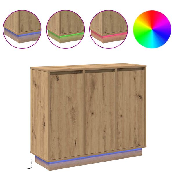 vidaXL LED-Sideboard Artisan-Eiche 90 x 32 x 75 cm Holzwerkstoff