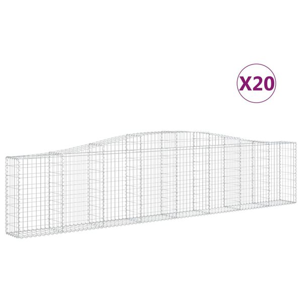 vidaXL Gabionen mit Hochbogen 20 Stk. 400x30x80/100cm Verzinktes Eisen