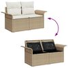 vidaXL Garten-Sofa-Set mit Kissen mit Speicher 5 pcs Beige Poly Rattan