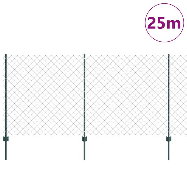 vidaXL Zaun und Pfosten Gr&uuml;n 1,2 x 25 m Stahl