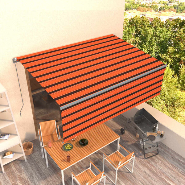 vidaXL Markise Manuell Einziehbar mit Rollo 4,5x3 m Orange Braun