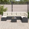 vidaXL Garten-Sofa-Set mit Kissen 9 pcs Schwarz Poly Rattan