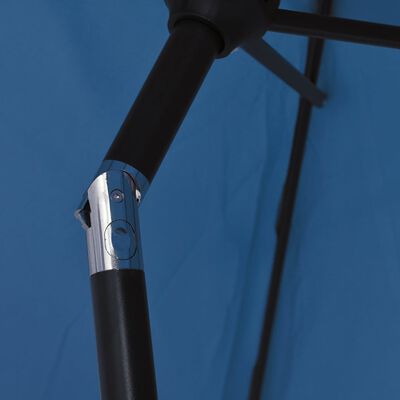 vidaXL Sonnenschirm mit LED-Leuchten und Stahlmast 300 cm Azurblau