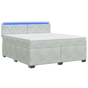vidaXL Boxspringbett mit Matratze und LED Hellgrau 180 x 200 cm Samt