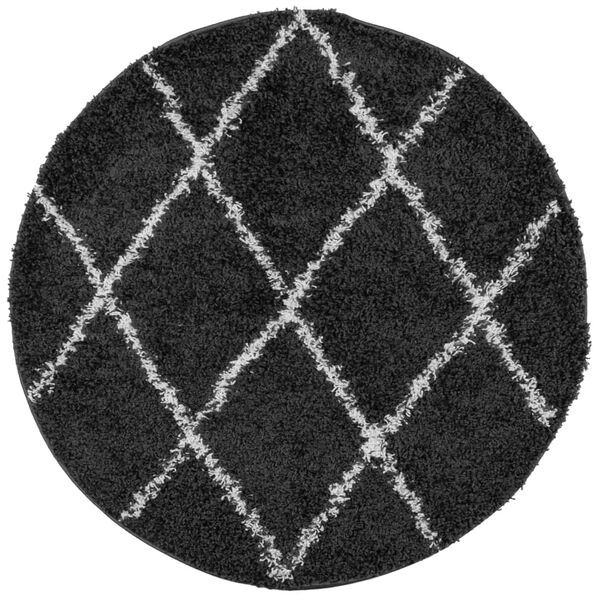 vidaXL Shaggy-Teppich PAMPLONA Hochflor Modern Schwarz Creme &Oslash; 240 cm