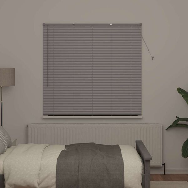 vidaXL Fensterjalousie mit Vorh&auml;ngen Silber Aluminium