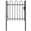vidaXL Zauntor Einzelfl&uuml;gel Gew&ouml;lbte Spitze Stahl 1 x 1 m Schwarz
