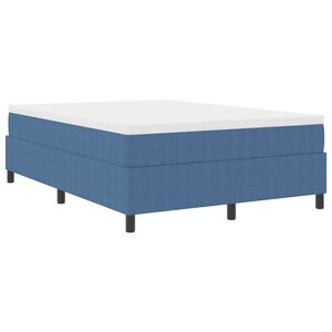 vidaXL Boxspringbett Blau und Wei&szlig; 160 x 200 cm Cordstoff