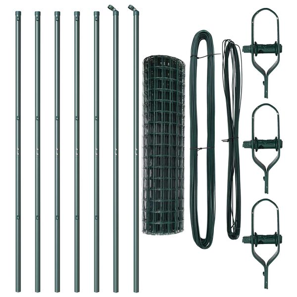 vidaXL Zaun mit Pfosten Gr&uuml;n 1 x 10 m Stahl und PVC