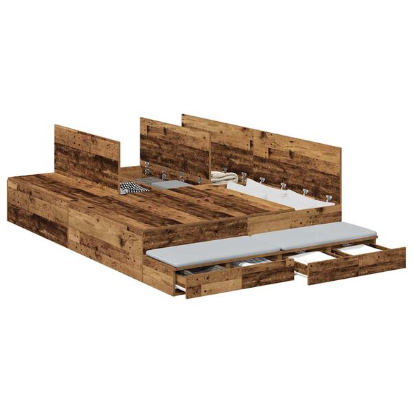vidaXL Aufbewahrungsbettgestell Altholz 135 cm Holzwerkstoff