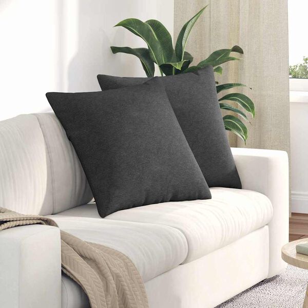 vidaXL Sofakissen 2 St&uuml;ck Dunkelgrau 60 x 60 cm Cordstoff