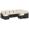vidaXL 9-tlg. Garten-Sofagarnitur mit Kissen Schwarz Poly Rattan