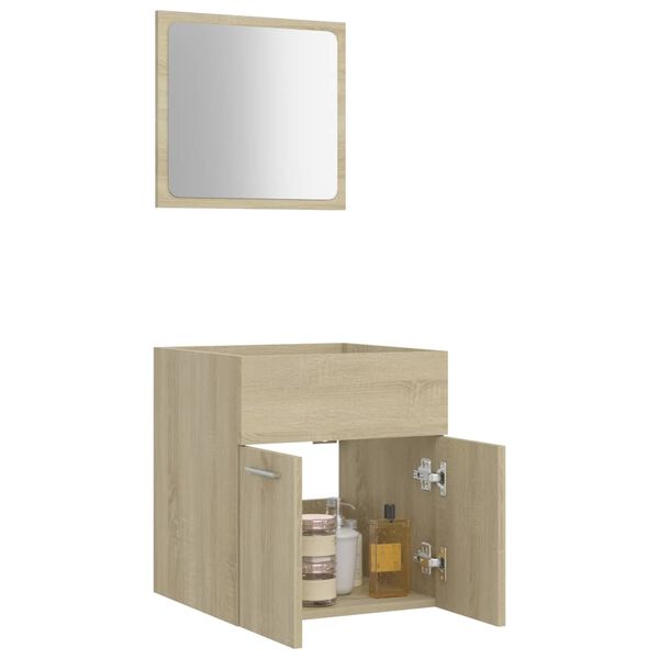vidaXL 2-tlg. Badm&ouml;bel-Set Sonoma-Eiche Holzwerkstoff