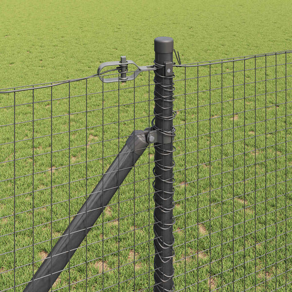 vidaXL Zaunpfosten Grau 50 x 1,2 m (25 x 25 mm Gitter) Stahl und PVC