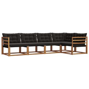 vidaXL Outdoor-Sofagarnitur mit Kissen 5 pcs Nat&uuml;rlich und Schwarz