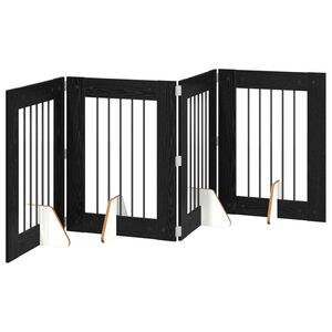 vidaXL Klappbares Hundetor mit St&auml;ndern 4 stk. Schwarz Eichen-Optik