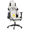 vidaXL Gaming-Stuhl mit Massage & Fu&szlig;st&uuml;tze Wei&szlig; & Schwarz Kunstleder