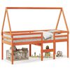 vidaXL Hochbett mit Dach Wachsbraun 90x190 cm Massivholz Kiefer