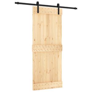 vidaXL Schiebet&uuml;r Nat&uuml;rlich und Schwarz 85 x 210 cm Massivkiefer