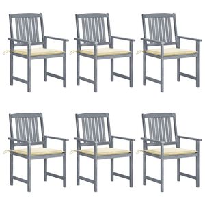 vidaXL Gartenst&uuml;hle mit Kissen 6 Stk. Massivholz Akazie Grau