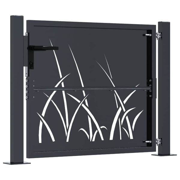 vidaXL Gartentor Anthrazit 100x75 cm Stahl Gras-Design