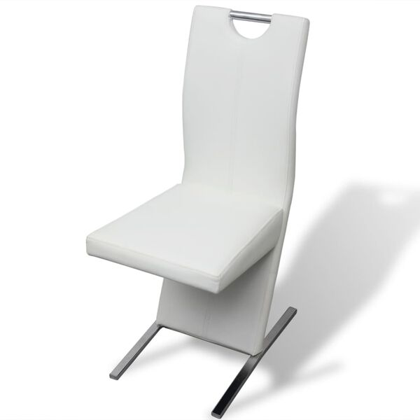 vidaXL Esszimmerst&uuml;hle 2 Stk. Wei&szlig; Kunstleder