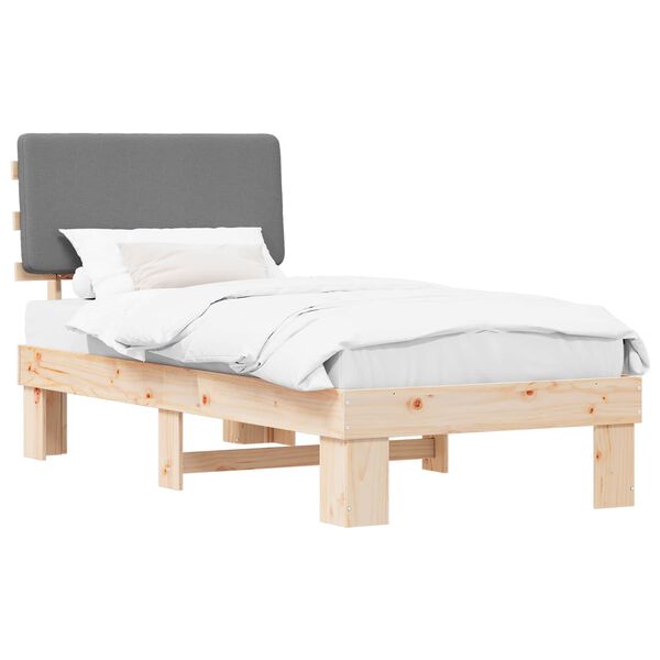 vidaXL Bettgestell mit gepolstertem Kopfteil Hellgrau 90 x 190 cm