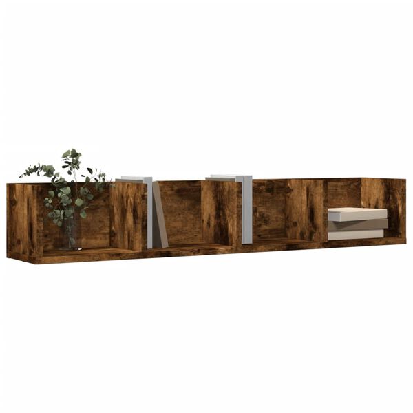 vidaXL Wandschr&auml;nke 2 Stk. R&auml;uchereiche 99x18x16,5 cm Holzwerkstoff