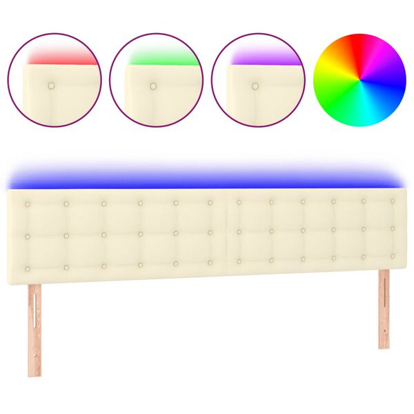 vidaXL LED Kopfteil Creme 180x5x78/88 cm Kunstleder