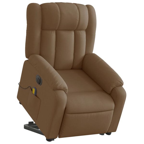 vidaXL Elektrischer Massagesessel mit Aufstehhilfe Braun Stoff
