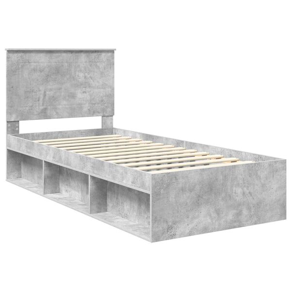 vidaXL Bettrahmen Beton Grau 100 x 200 cm Massives Kiefernholz