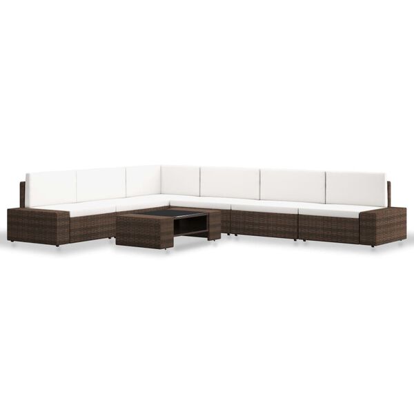 vidaXL 7-tlg. Garten-Lounge-Set Poly Rattan Braun